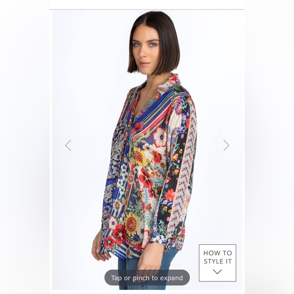 WILD LILLAI BLOUSE Johnny Was Silk Top XXS 00 - Picture 3 of 6